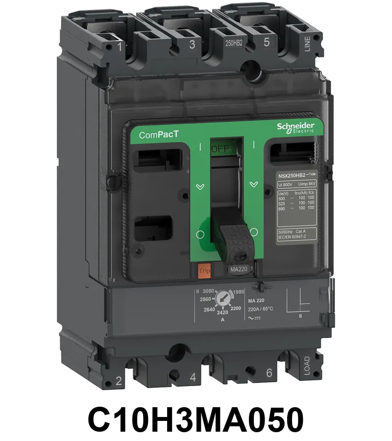 Interruptor Compact Nsx100H 70 Ka A 415 Vac Unidad De Disparo Ma 50 A 3 Polos 3D Schneider