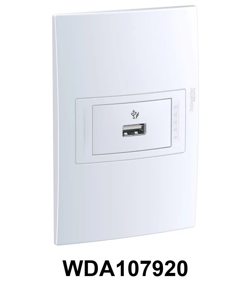 Conjunto armado toma cargador USB 1A 127/220V 1 módulo Base Blanco