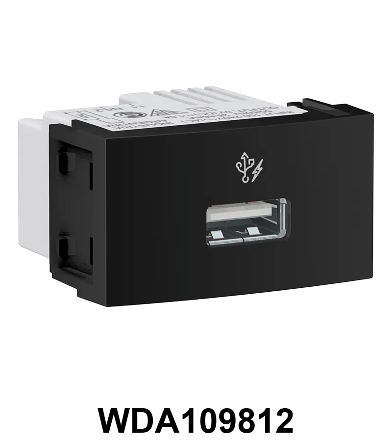 Módulo toma cargador USB 1A 127/220V 1 módulo Base Negro