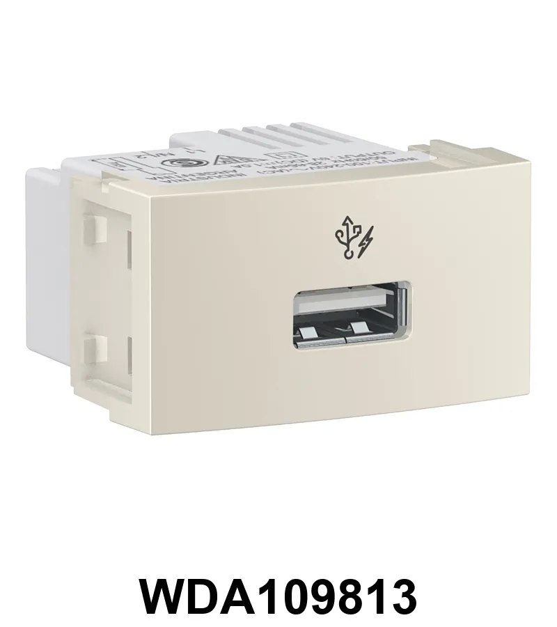 Módulo toma cargador USB 1A 127/220V 1 módulo Base Marfil