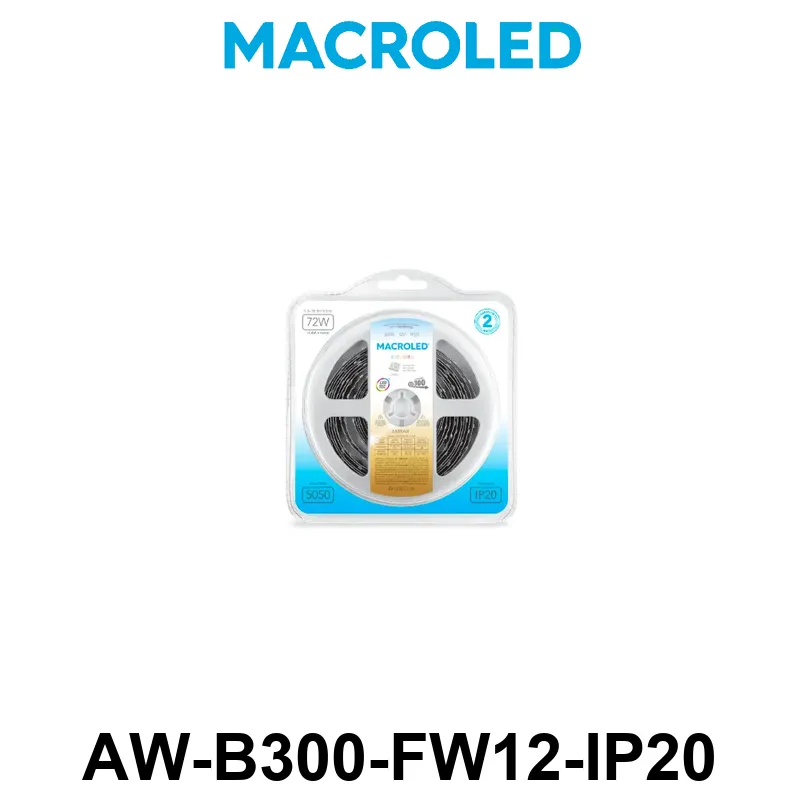 TIRA 5050 MACROLED AMBAR 2300K IP20 - DC12V - 14,4W - 60 LED X 5 MTS