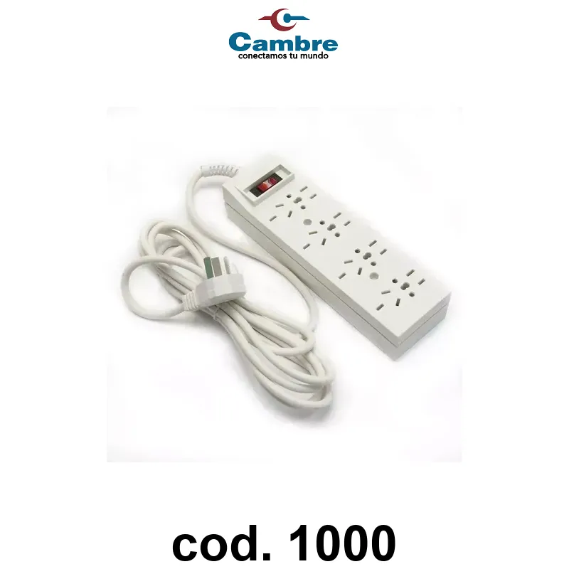 PROLONGADOR DE 4 TOMAS BLANCO C/CABLE 3,00 MTS.