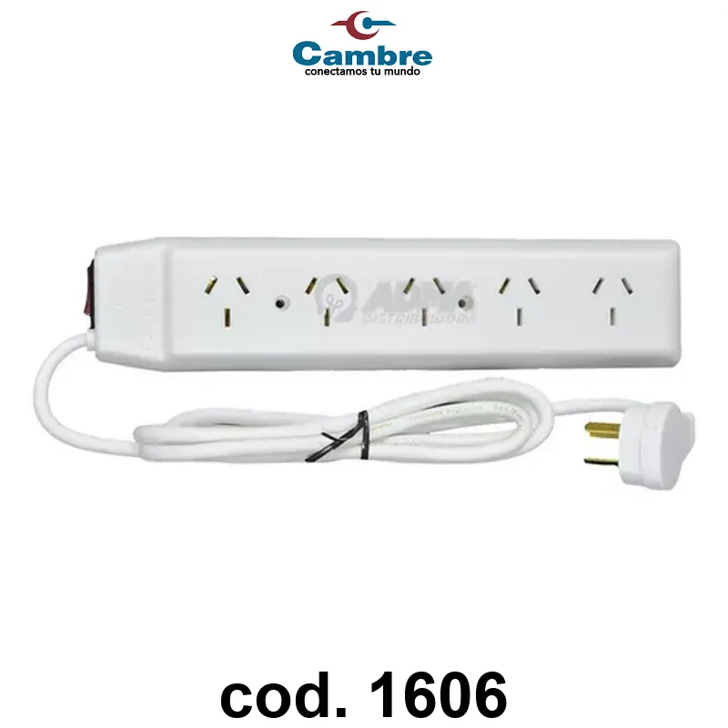 PROLONGADOR DE 5 TOMAS NEGRO C/CABLE 1,50 MTS.