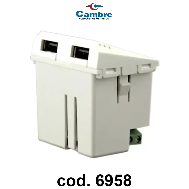 MODULO CARGADOR USB DOBLE 220V BLANCO 2,3 A. EN C/PUERTO