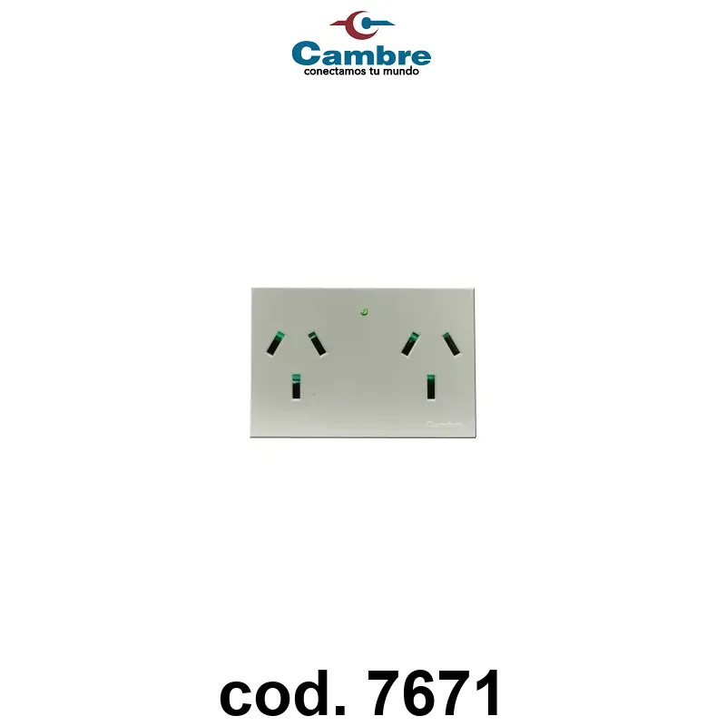 MODULO TOMA DOBLE C/TIERRA C/LED TESTIGO  - BLANCO
