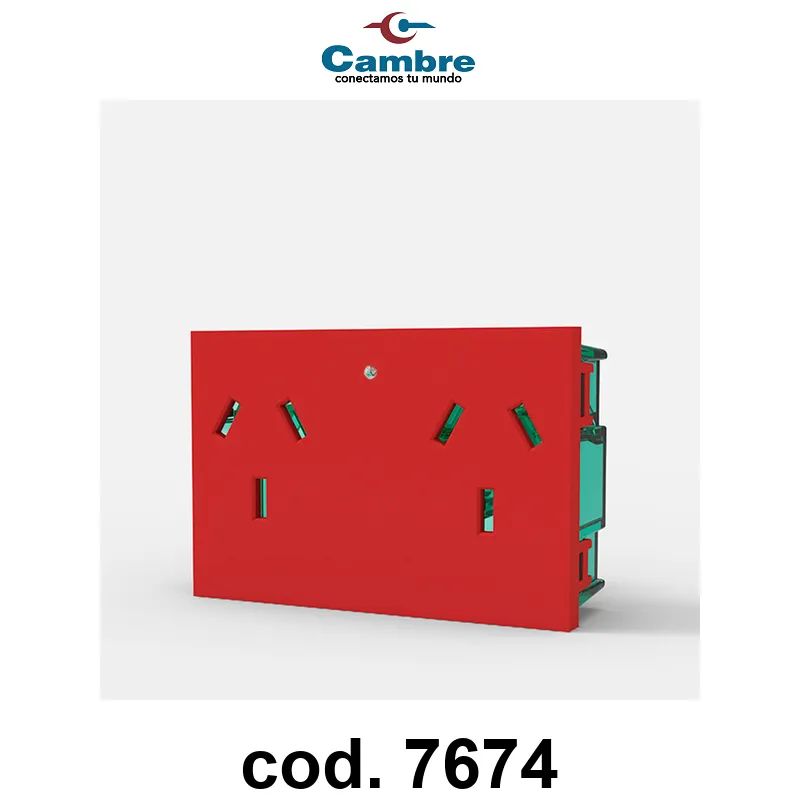 MODULO TOMA DOBLE C/TIERRA C/LED TESTIGO  - ROJO