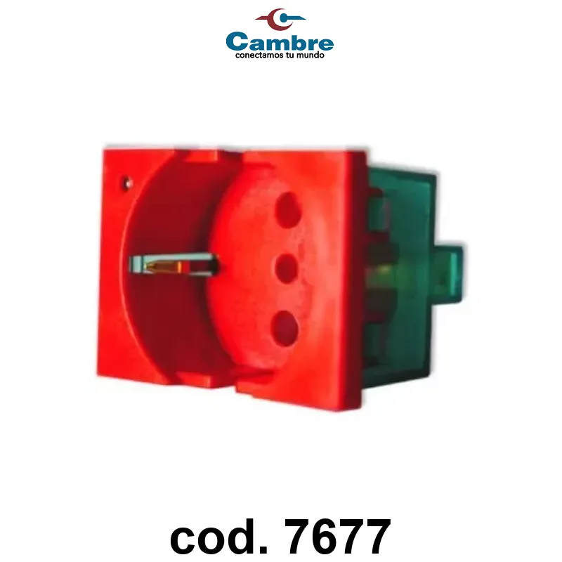 MODULO TOMA SCHUKO 16A. C/LED TESTIGO - ROJO