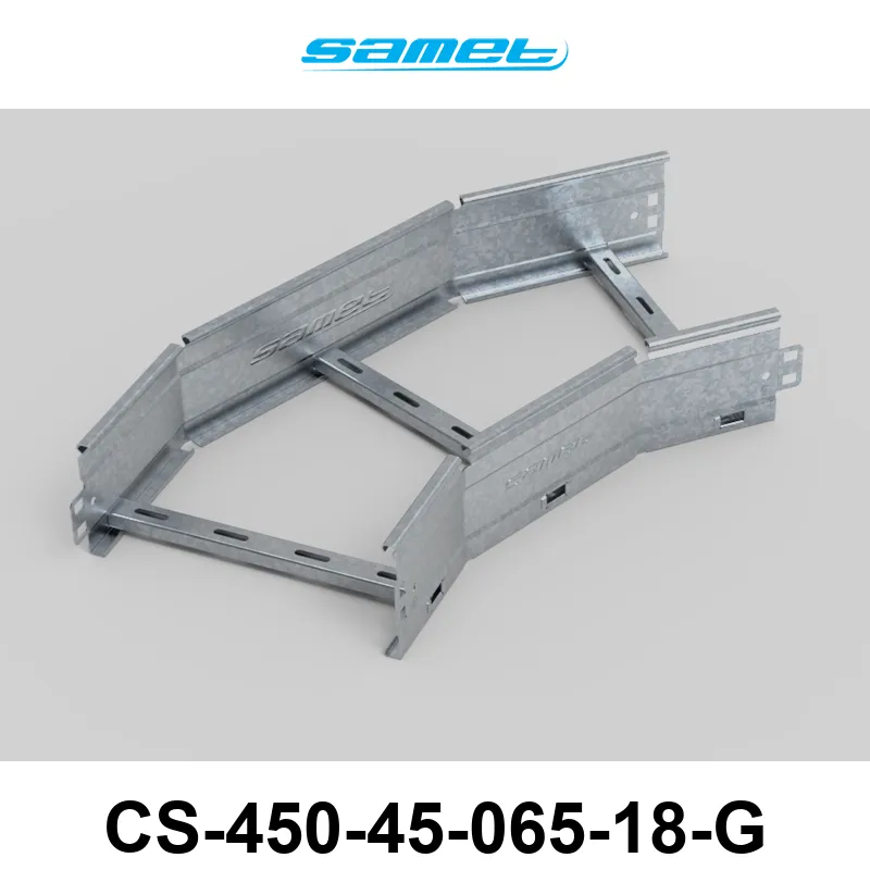 CURVA PLANA ESCALERA SMARTTRAY DE 450 mm A 45º ALA 65 mm #18 GALV. EN CALIENTE