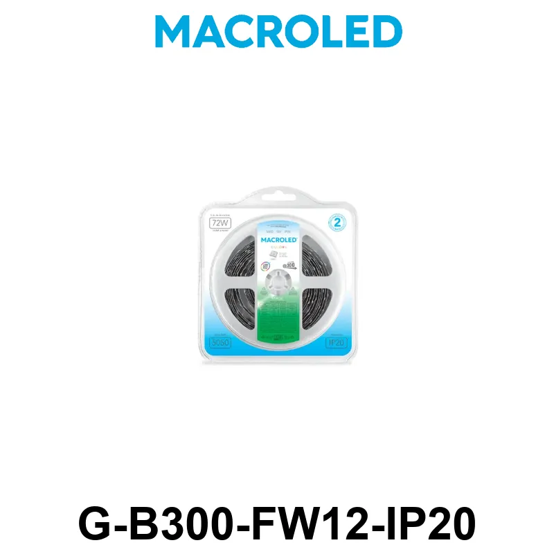 TIRA 5050 MACROLED VERDE IP20 - DC12V - 14,4W - 60 LED X 5 MTS