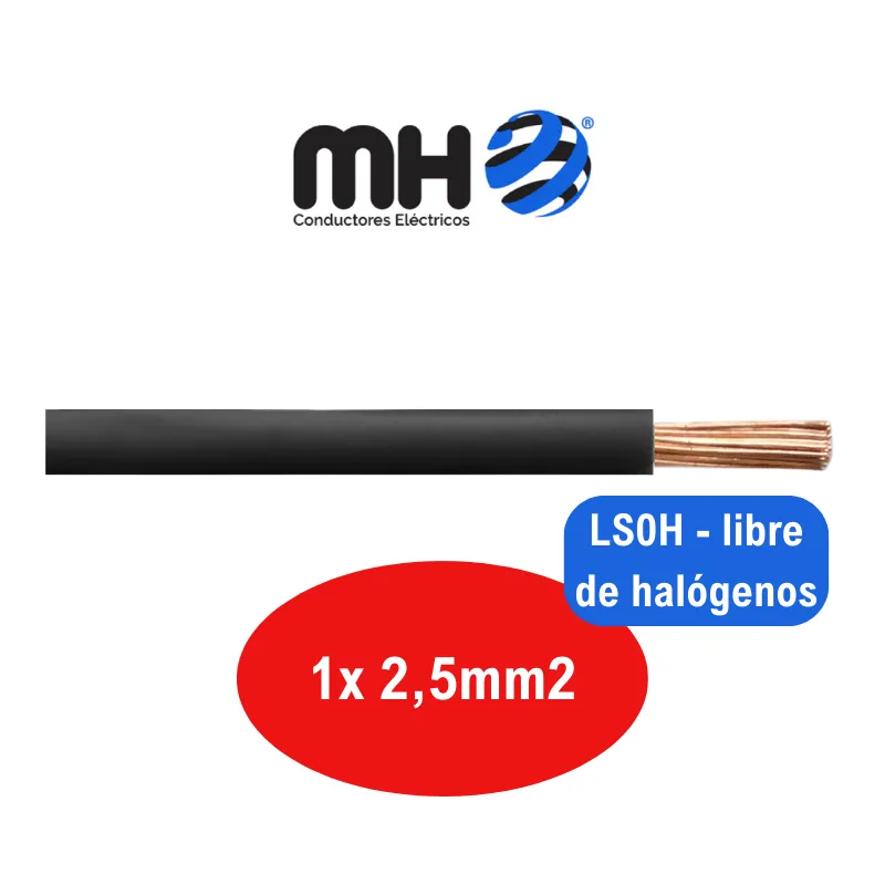 CABLE NORMALIZADO 1X  2,5 MM2 NEG LS0H MH x metro