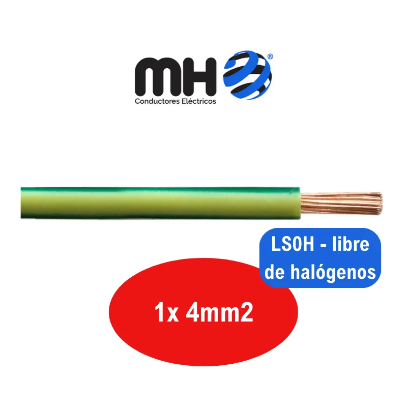 CABLE NORMALIZADO 1X  4 MM2 VER-AMA LS0H MH x metro