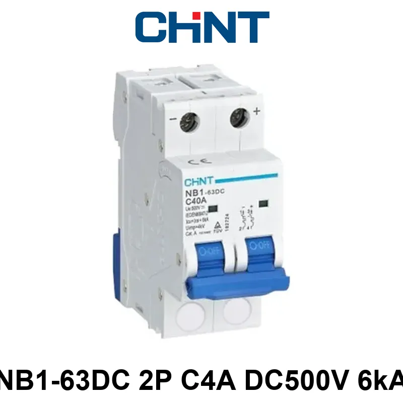 Int. Termomagnético CHINT NB1-63DC 500VCC, In:4A, Icn:6kA, Curva C, 2-polos