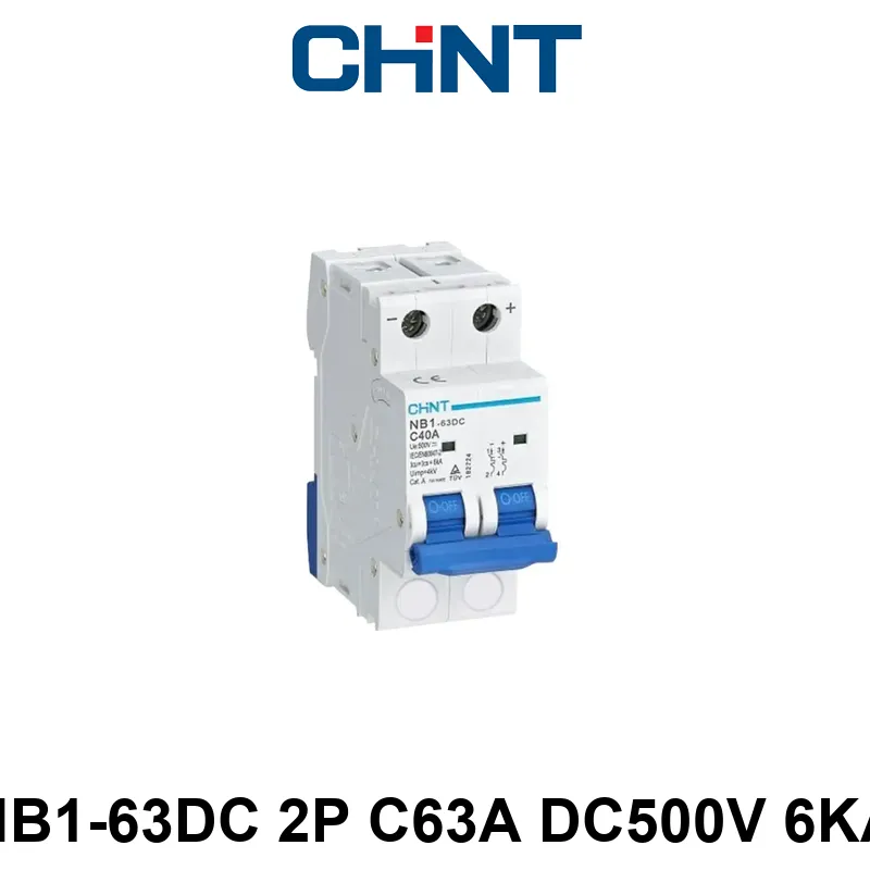 Int. Termomagnético CHINT NB1-63DC 500VCC, In:63A, Icn:6kA, Curva C, 2-polos