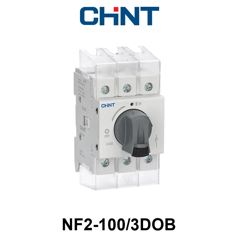 SECCIONADOR BAJO CARGA CHINT NF2 - 3 P - In:100A - Montaje: EJE PROLONGADOR A PUERTA - MANETA NEGRA