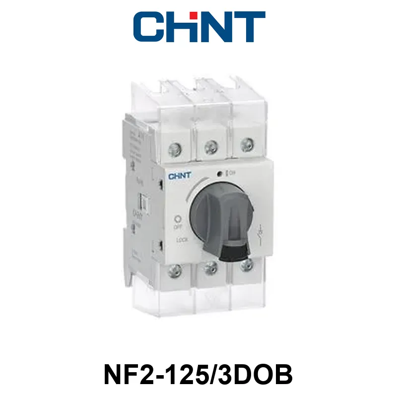 SECCIONADOR BAJO CARGA CHINT NF2 - 3 P - In:125A - Montaje: EJE PROLONGADOR A PUERTA - MANETA NEGRA