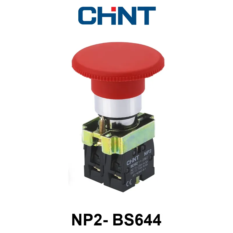 PULSADOR DE EMERGENCIA TIPO HONGO 60 MM COLOR ROJO - 2NC