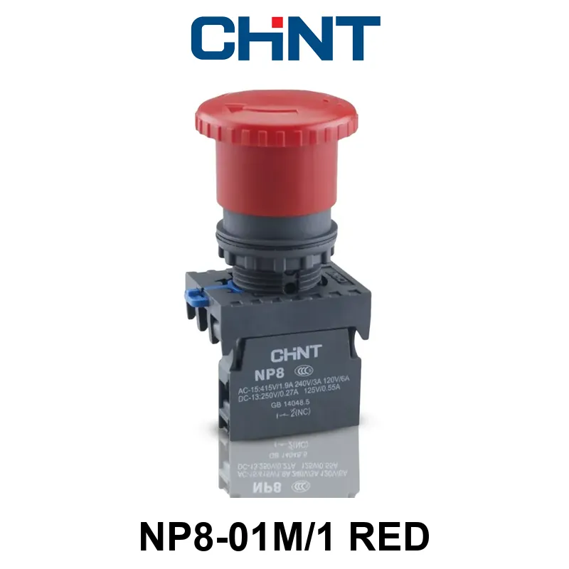 PULSADOR TIPO HONGO DE 22 MM - NP8 - COLOR ROJO - C/1NC