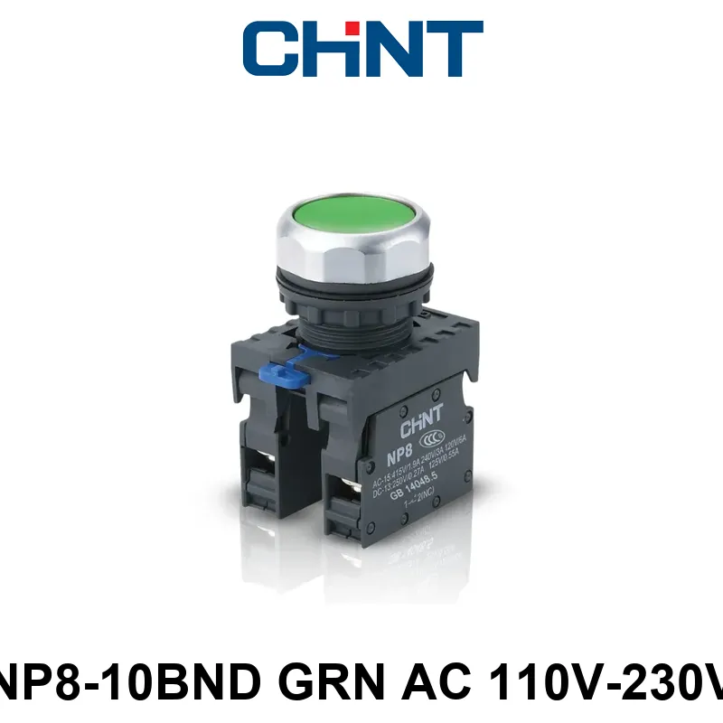 PULSADOR LUMINOSO 22 MM - NP8 - COLOR VERDE 110V-230VCA - C/1NA