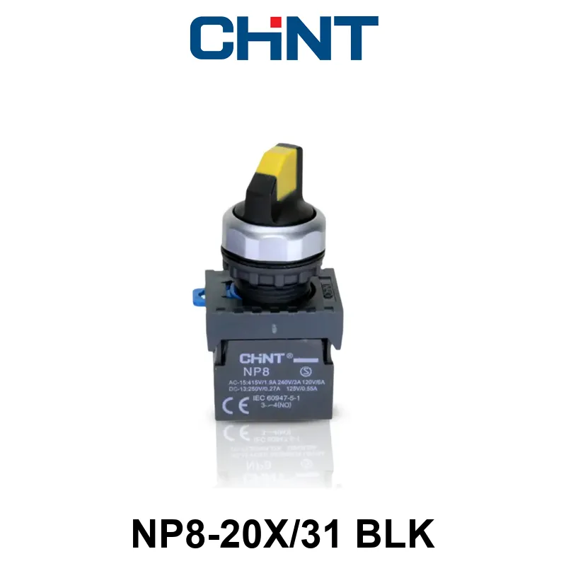 SELECTORA DE 3 POSICIONES 22 MM - NP8 - COLOR NEGRO - C/2NA