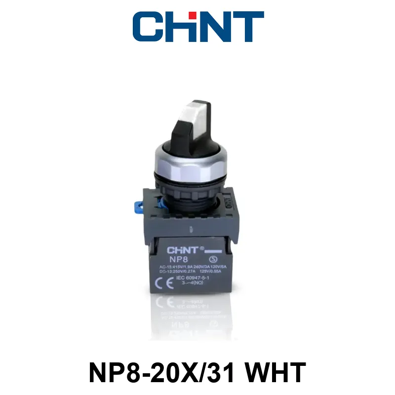 SELECTORA DE 3 POSICIONES 22 MM - NP8 - COLOR BLANCO - C/2NA