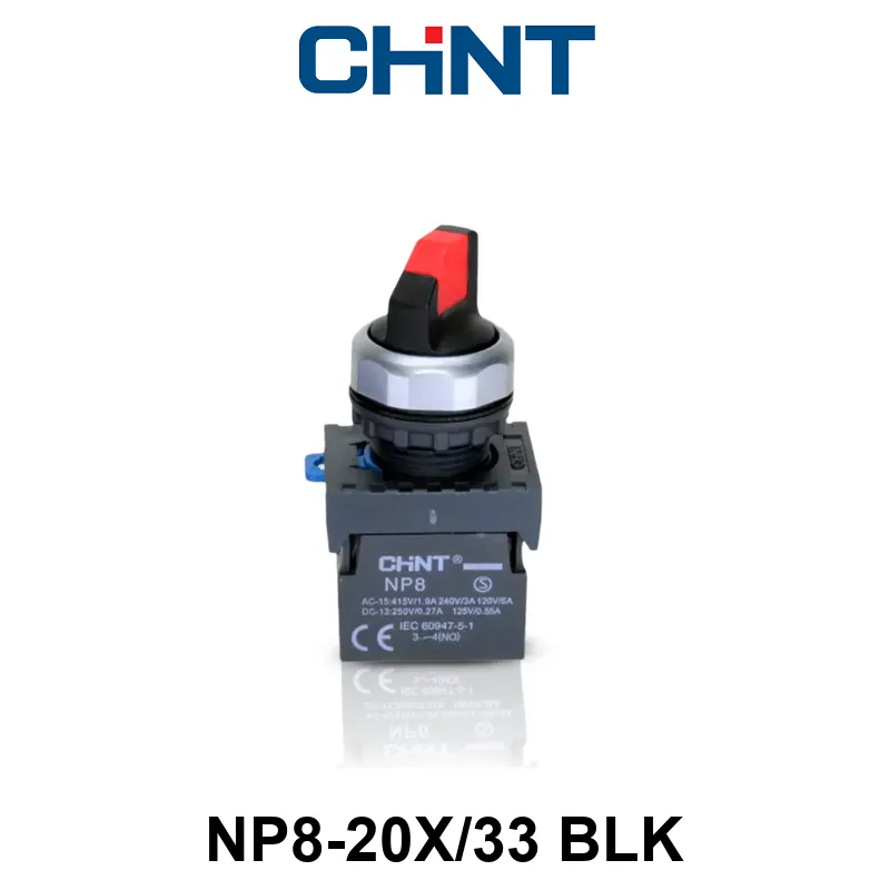 SELECTORA DE 3 POSICIONES 22 MM - NP8 - COLOR NEGRO - C/2NA - C/RETORNO AL CENTRO