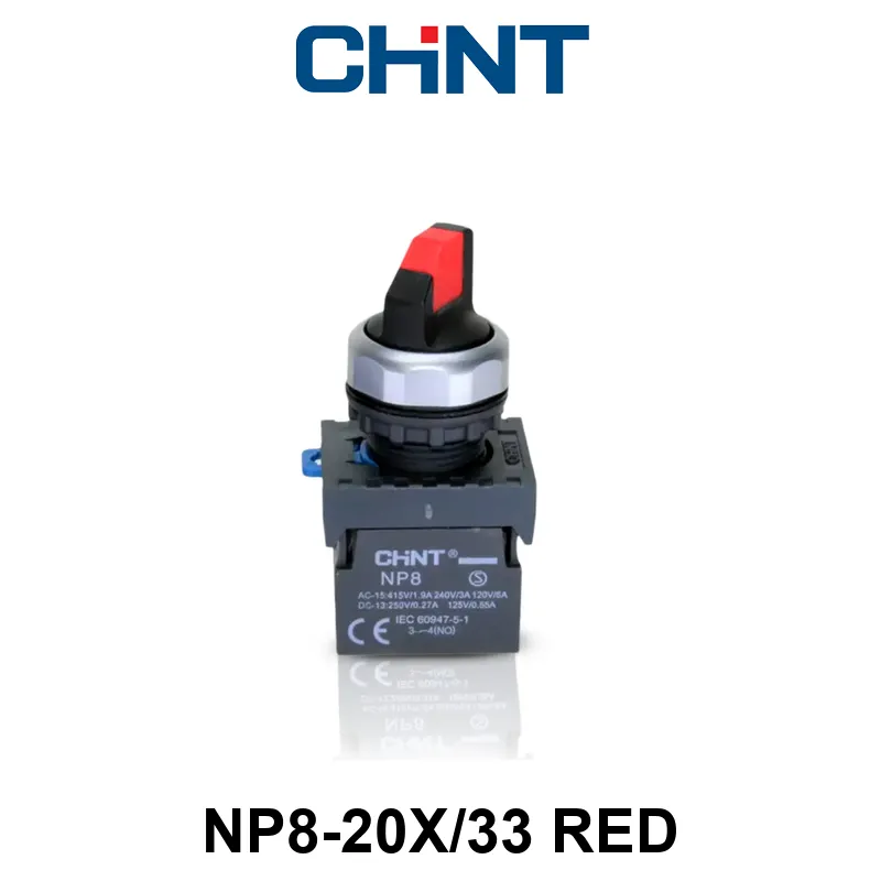 SELECTORA DE 3 POSICIONES 22 MM - NP8 - COLOR ROJO - C/2NA - C/RETORNO AL CENTRO