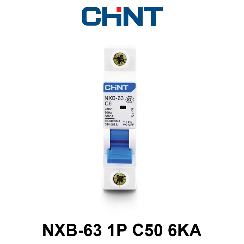Int. Termomagnético CHINT NXB-63, In:50A, Icn:6kA, Curva C, 1-polo