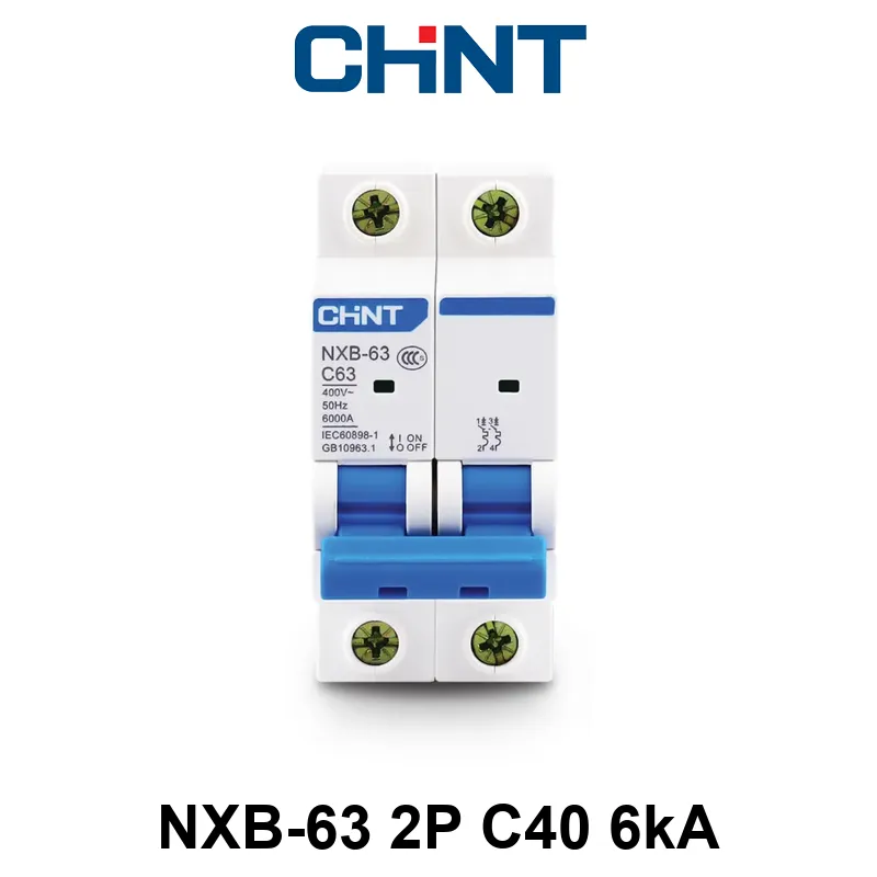 Int. Termomagnético CHINT NXB-63, In:40A, Icn:6kA, Curva C, 2-polos