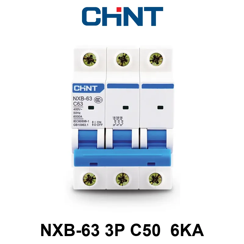 Int. Termomagnético CHINT NXB-63, In:50A, Icn:6kA, Curva C, 3-polos