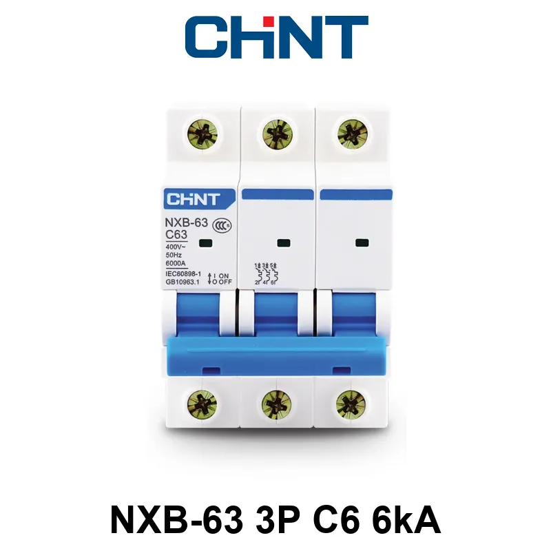 Int. Termomagnético CHINT NXB-63, In:6A, Icn:6kA, Curva C, 3-polos