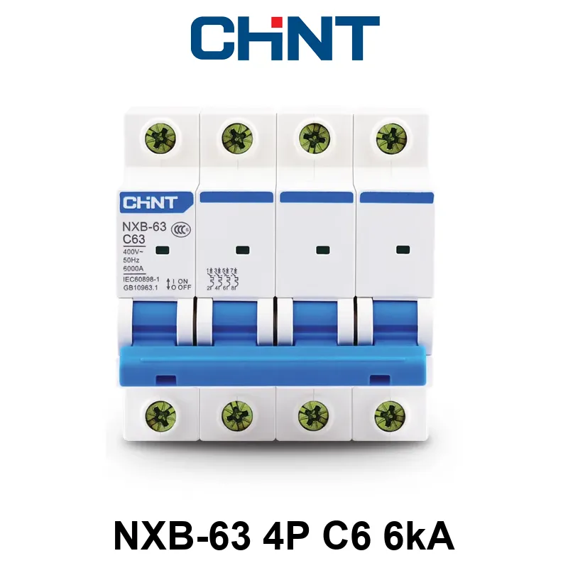 Int. Termomagnético CHINT NXB-63, In:6A, Icn:6kA, Curva C, 4-polos