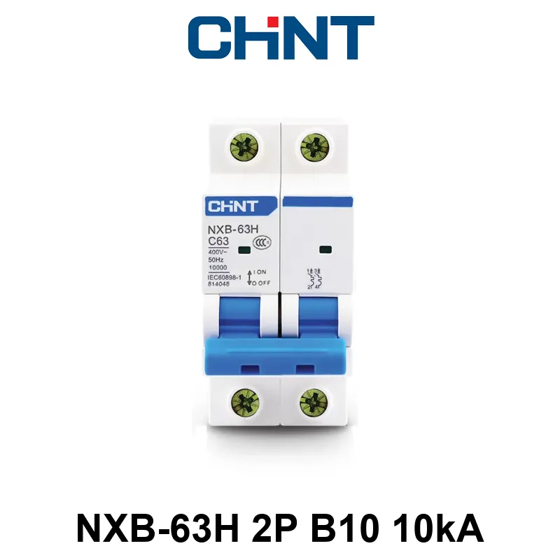 Int. Termomagnético CHINT NXB-63H, In:10A, Icn:10kA, Curva B, 2-polos