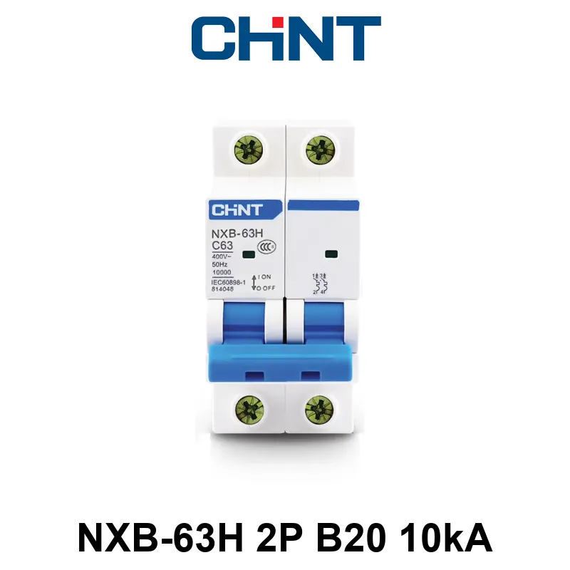 Int. Termomagnético CHINT NXB-63H, In:20A, Icn:10kA, Curva B, 2-polos