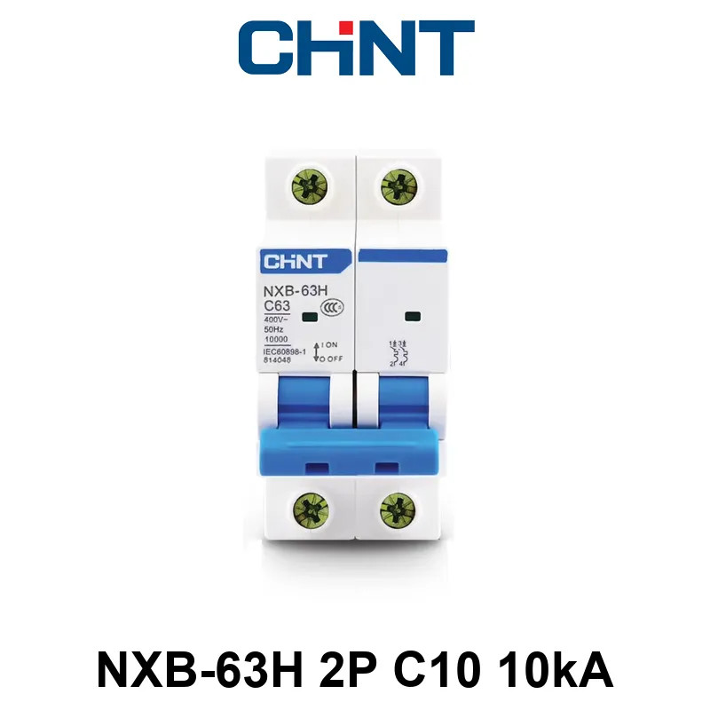 Int. Termomagnético CHINT NXB-63H, In:10A, Icn:10kA, Curva C, 2-polos
