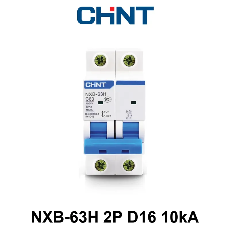 Int. Termomagnético CHINT NXB-63H, In:16A, Icn:10kA, Curva D, 2-polos
