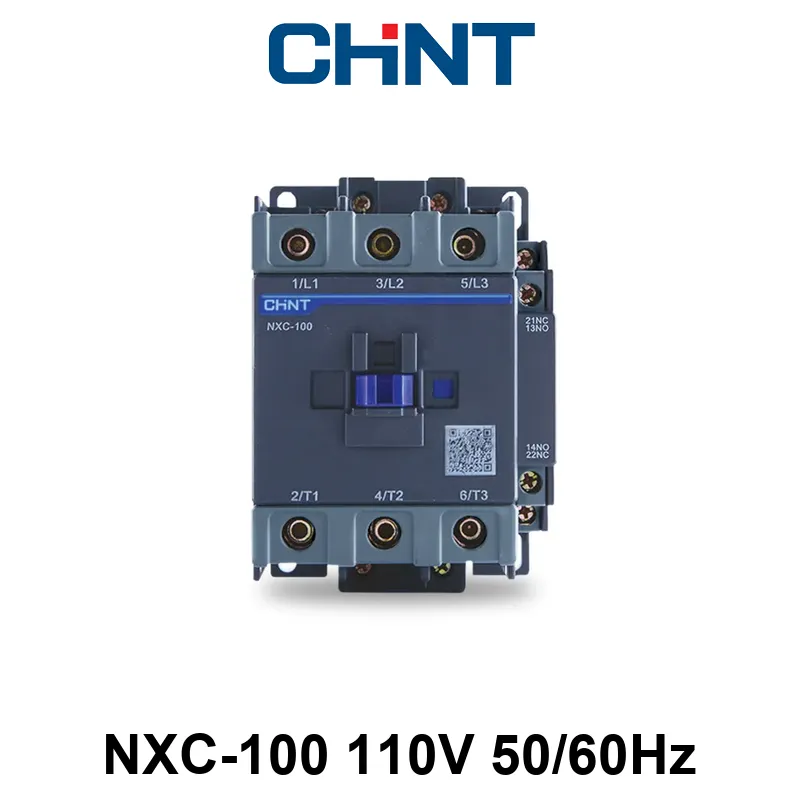 CONTACTOR CHINT NXC-100 - In:100A - 3-POLOS + Aux: 1NA+1NC - Bob: 110VCA
