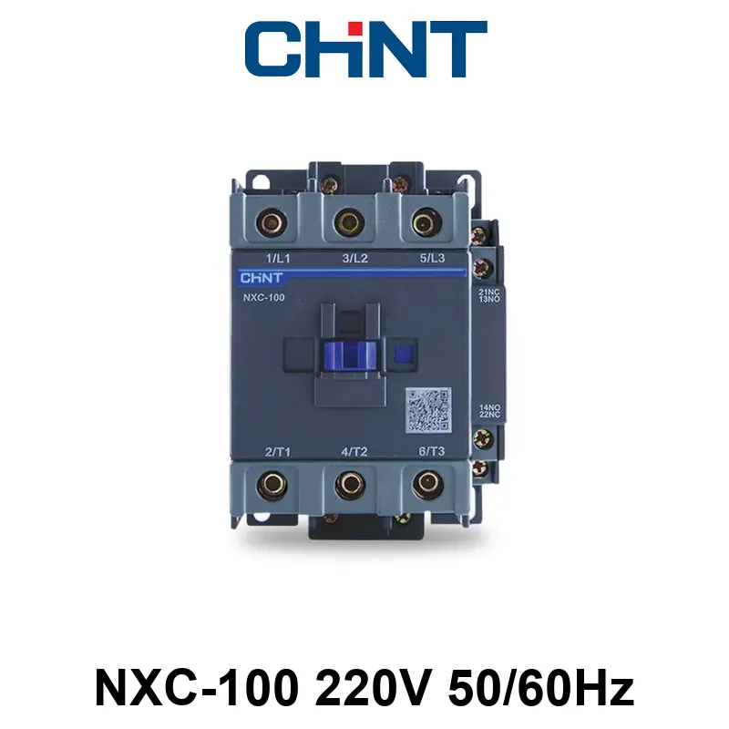CONTACTOR CHINT NXC-100 - In:100A - 3-POLOS + Aux: 1NA+1NC - Bob: 220VCA