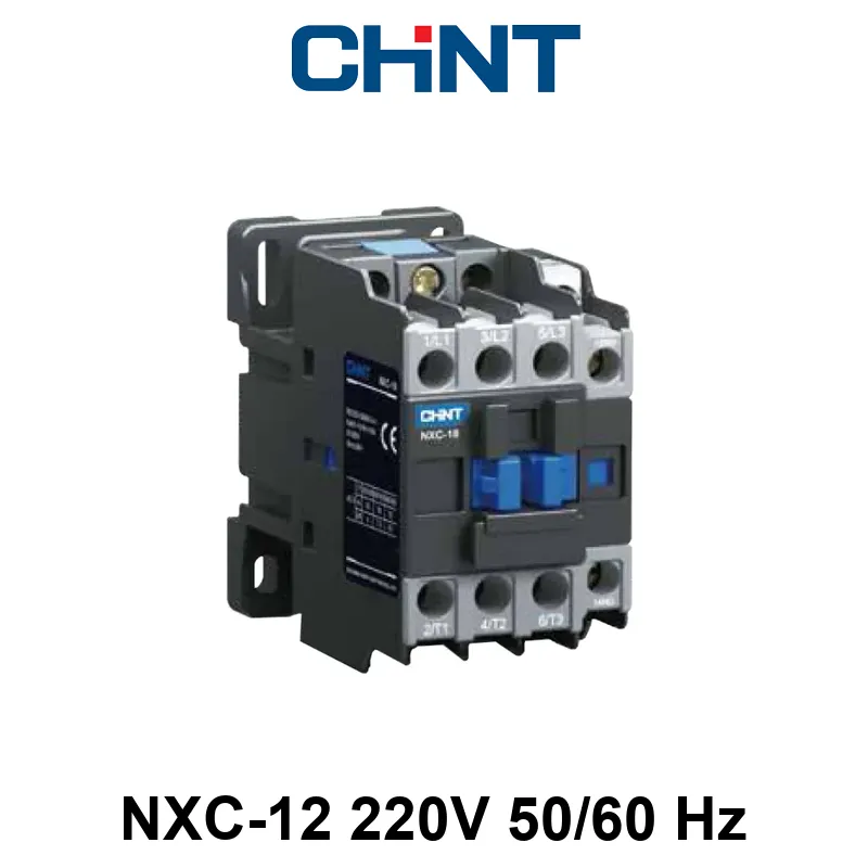 CONTACTOR CHINT NXC-12 - In:12A - 3-POLOS + Aux: 1NA+1NC - Bob: 220VCA