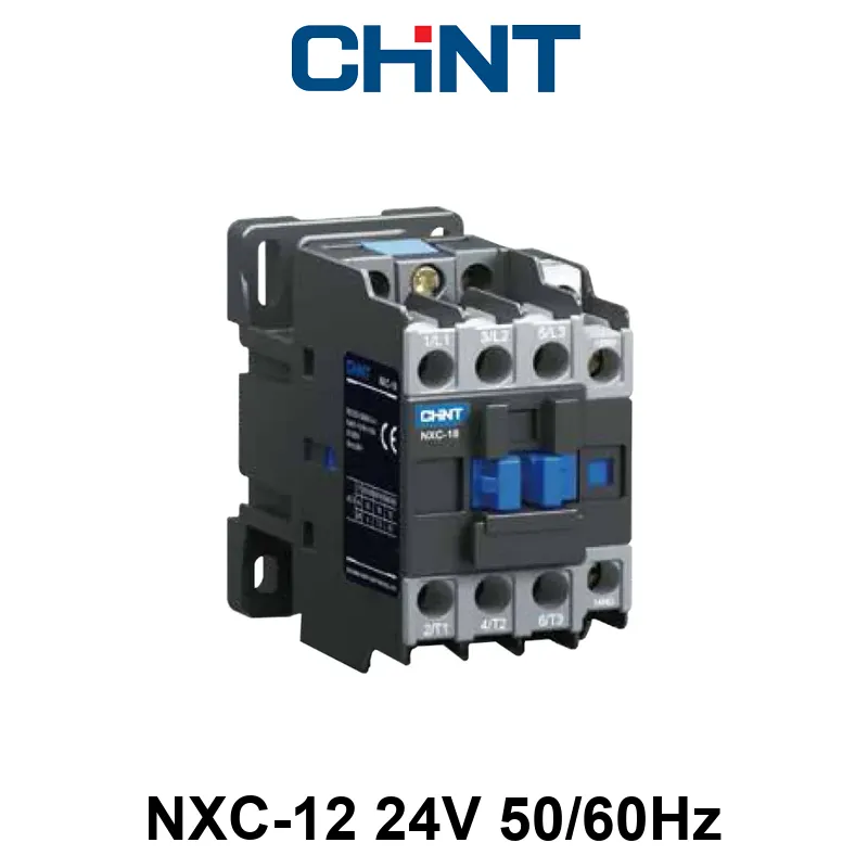 CONTACTOR CHINT NXC-12 - In:12A - 3-POLOS + Aux: 1NA+1NC - Bob: 24VCA