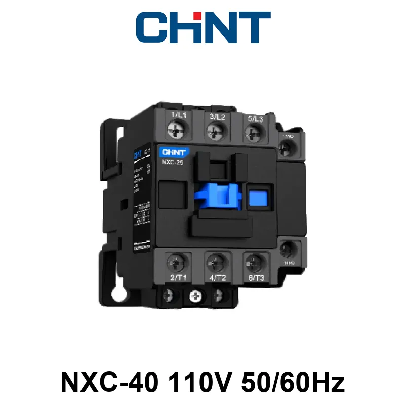 CONTACTOR CHINT NXC-40 - In:40A - 3-POLOS + Aux: 1NA+1NC - Bob: 110VCA