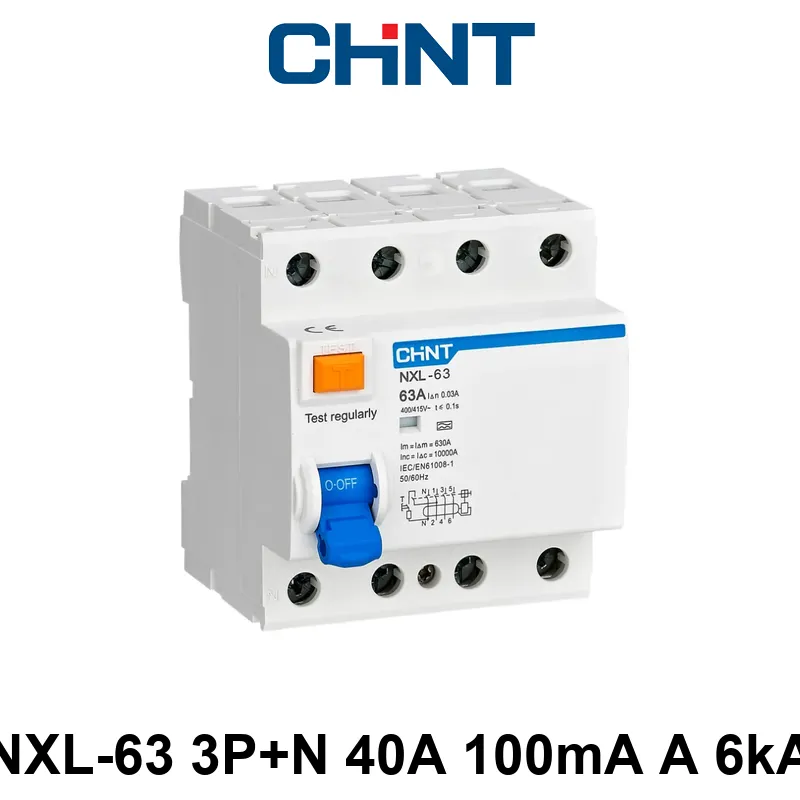 DISYUNTOR TETRAPOLAR CHINT NXL. 40A - 100mA - Clase A - 6kA