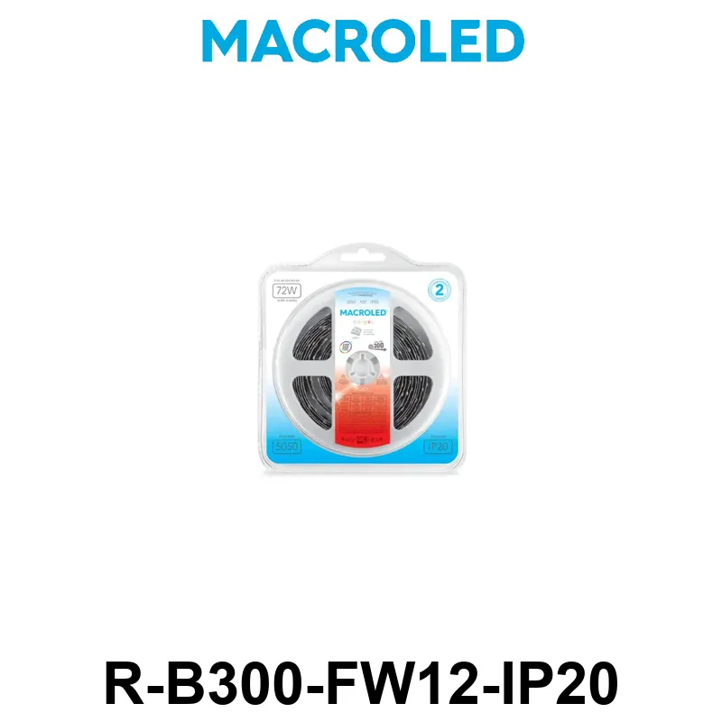 TIRA 5050 MACROLED ROJO IP20 - DC12V - 14,4W - 60 LED X 5 MTS