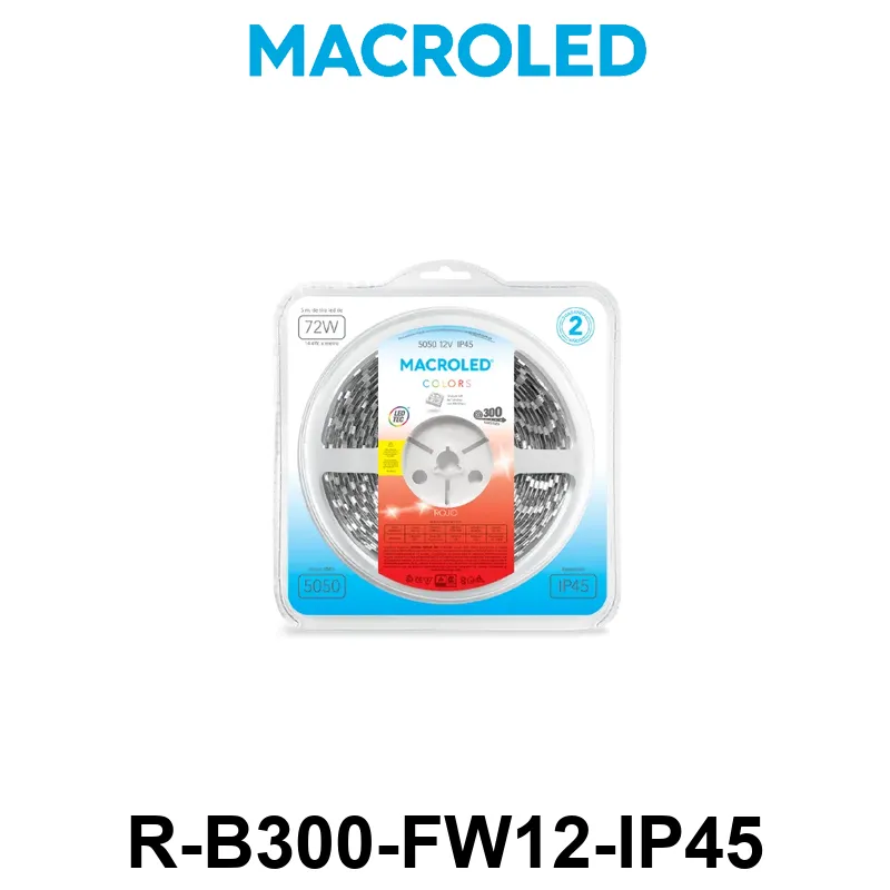 TIRA 5050 MACROLED ROJO IP45 - DC12V - 14,4W - 60 LED X 5 MTS
