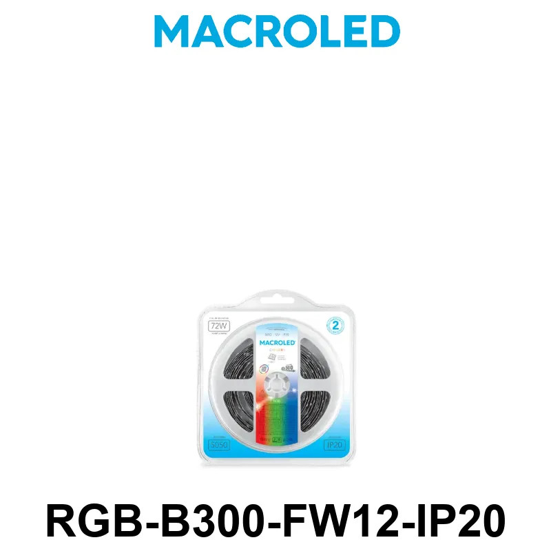 TIRA 5050 MACROLED RGB IP20 - DC12V - 14,4W - 60 LED X 5 MTS