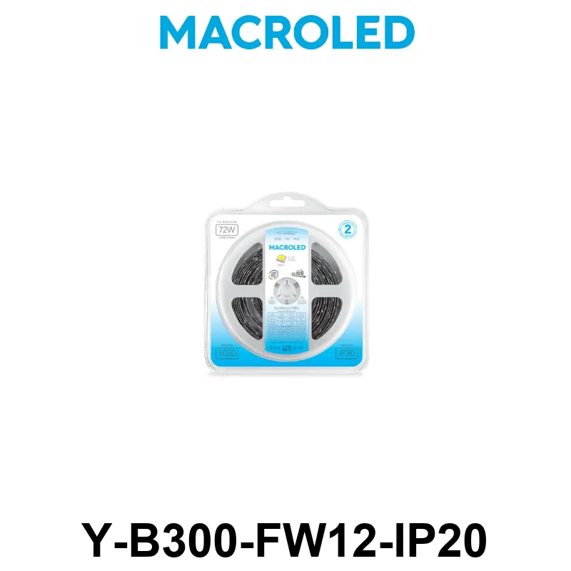 TIRA 5050 MACROLED AMARILLO IP20 - DC12V - 14,4W - 60 LED X 5 MTS