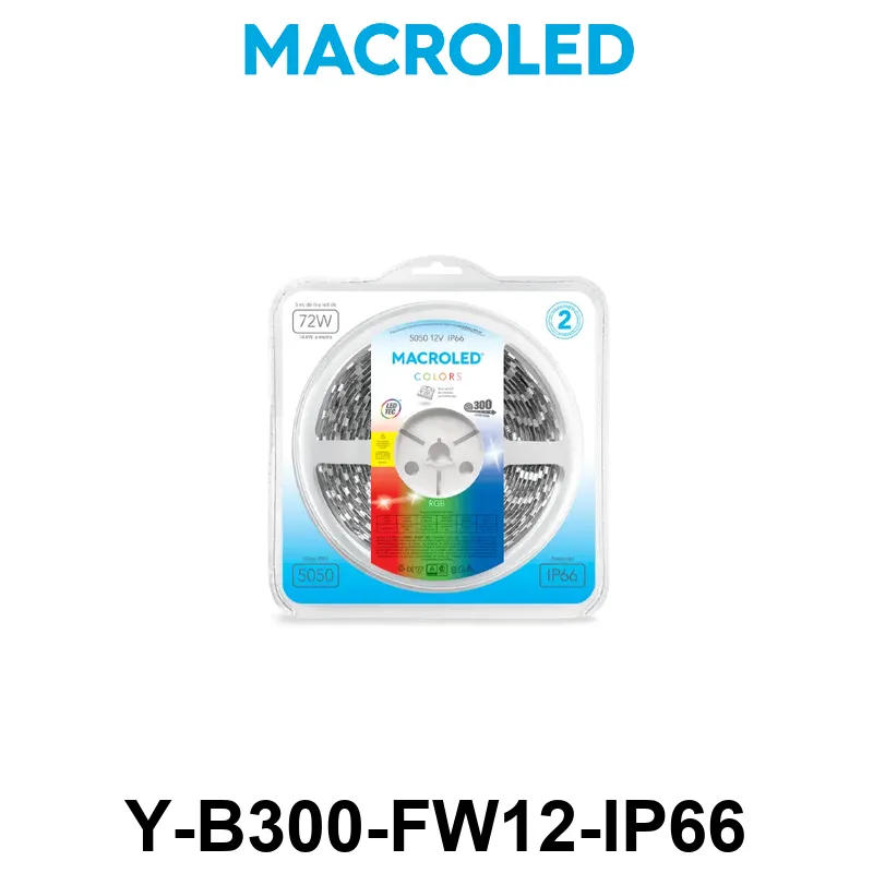 TIRA 5050 MACROLED AMARILLO IP66 - DC12V - 14,4W - 60 LED X 5 MTS